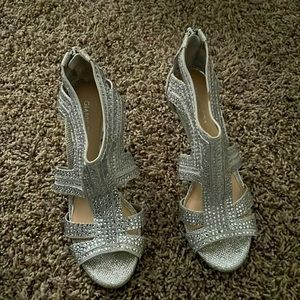 Silver Rhinestone Heels , Size 7.5 , Worn a couple of times
